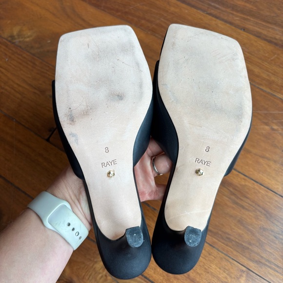RAYE Abie Heel in Black Slip on Mules Square Toe 8 - Picture 9 of 9